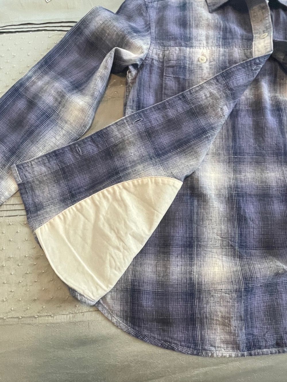 REI Women’s Navy Plaid Button Front Shirt Hemp & Cotton size XSmall - Picture 7 of 13